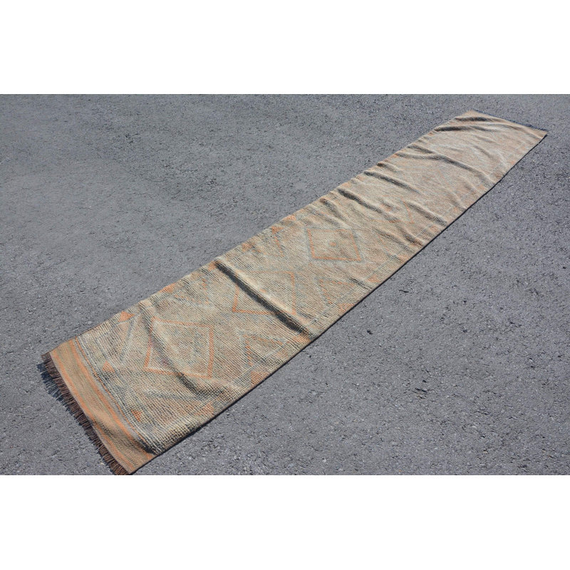 Tapis neutres, tapis turcs, tapis en laine, tapis rétro, tapis de couloir 2,3 pi x 12,1 pi, tapis tissé à plat bleu