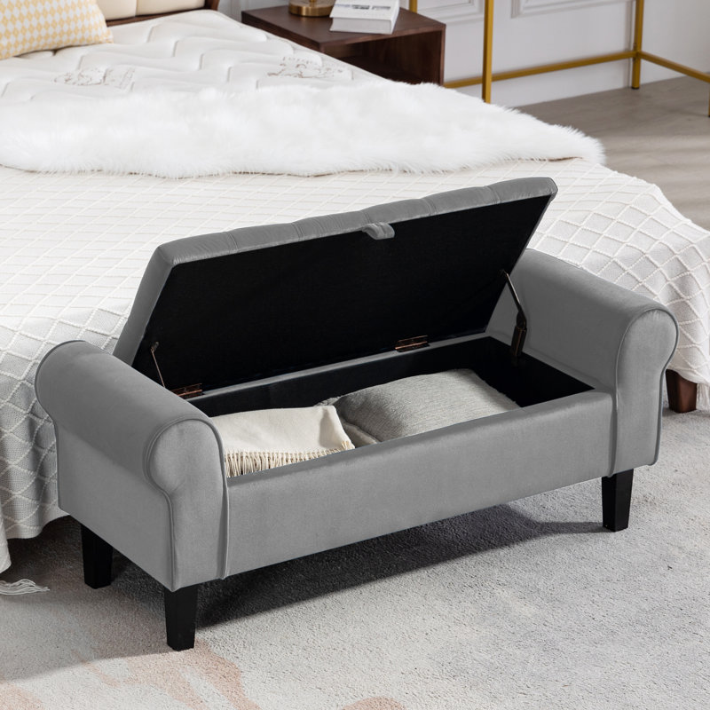 Banc de rangement rembourré Jillia, Gris