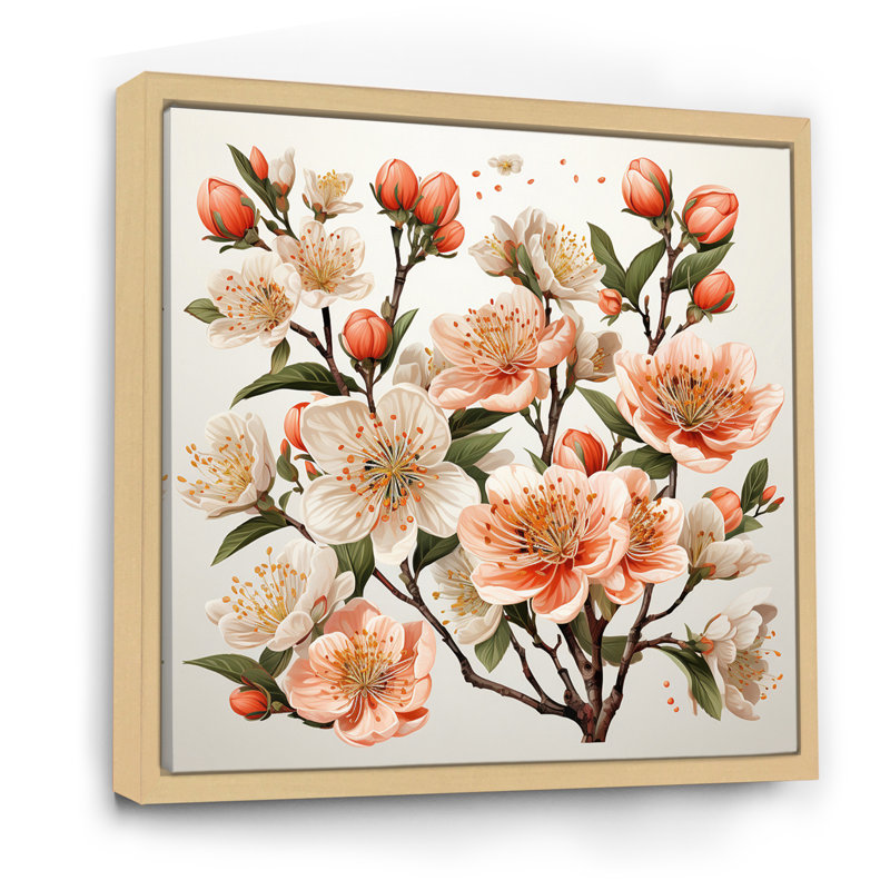 Peach Blossom Bliss IV, Cadre naturel flottant, H 16 po x l 16 po x P 1 po