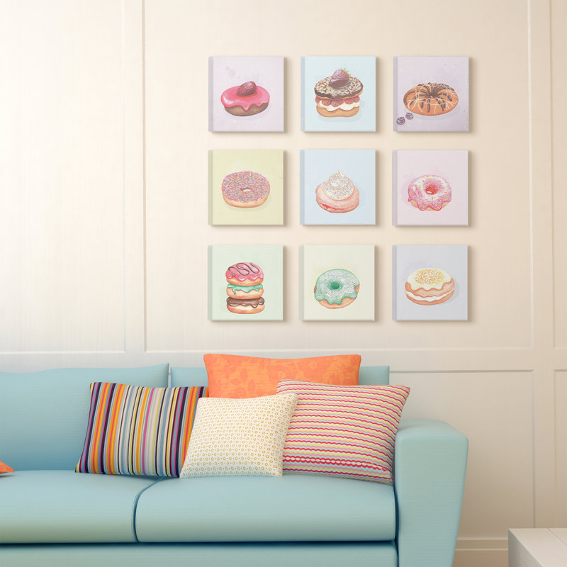 Kaylah «Sweet Squares Pastel Donut», ensemble de 9 impressions