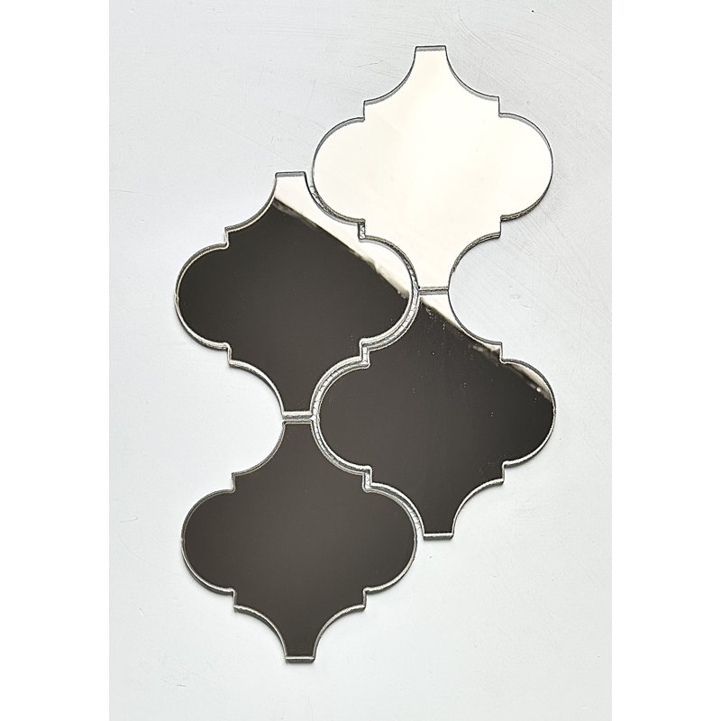 Reflections 5.625 in. x 5.625 in. Glass Mirror Big Lantern Arabesque Mosaic Decorative Kitchen & Bathroom Wall Tile, Gold