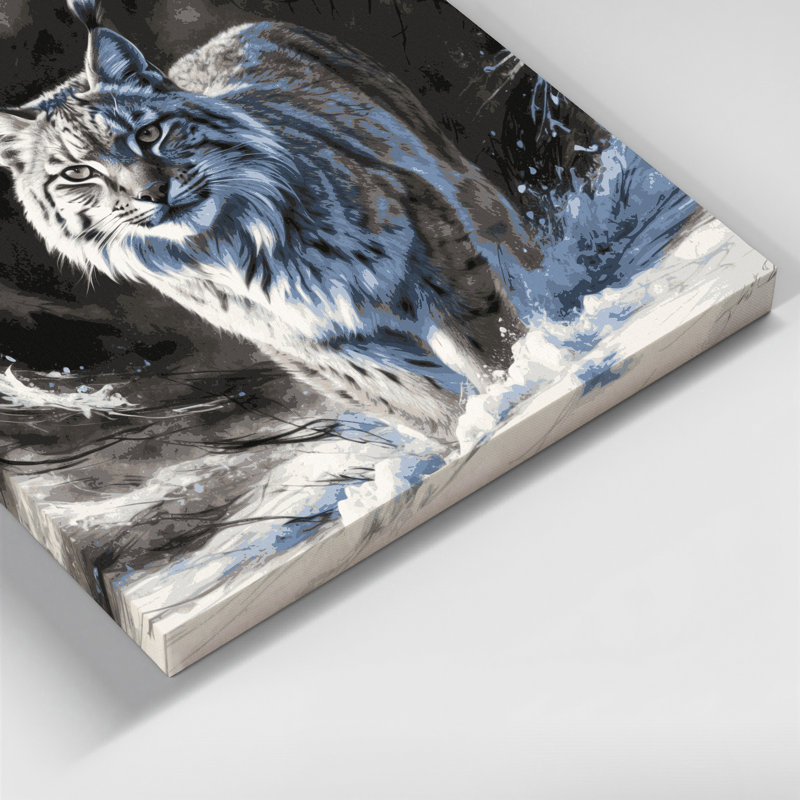 «Big Cats», art mural noir sur toile, Lynx de Sibérie, H 12 po x l 12 po