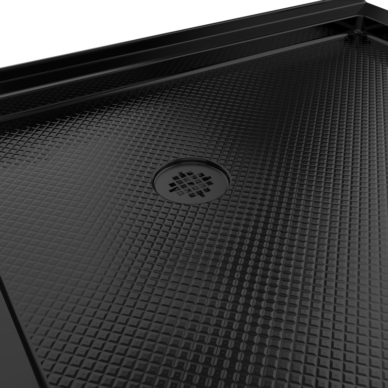 DreamLine SlimLine 36 inch D x 36 inch W x 2 3/4 inch H Black Neo-Angle Shower Base with 2 inch Matte Black Corner Round Drain