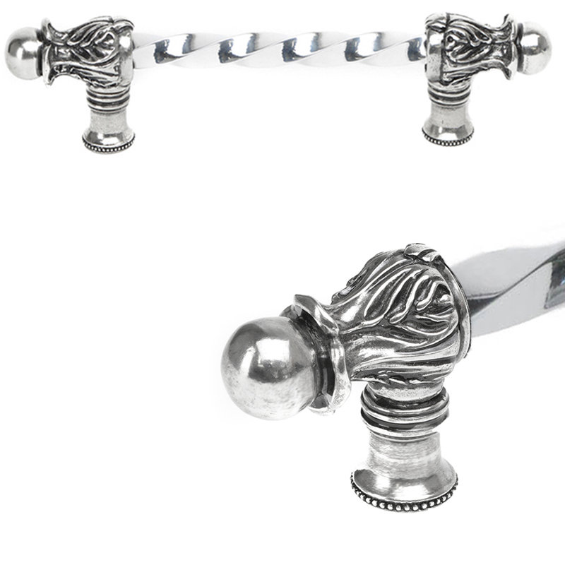 Acanthe avec barre à torsion de 3/8 po, style roman, Argent argent, 6"
