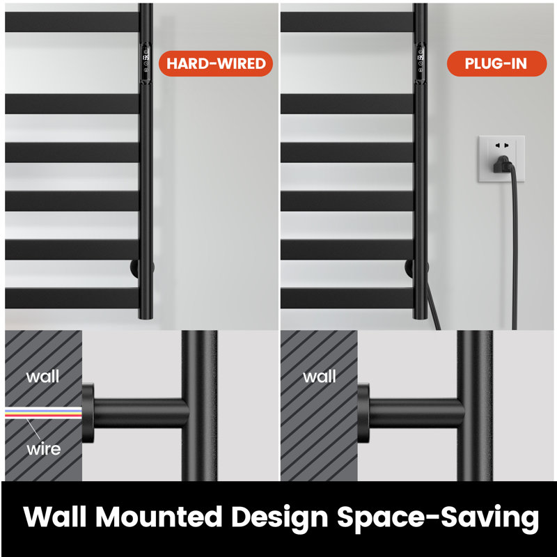 Electric Towel Warmer 10 Bars Wall Mounted Heated Towel Rack