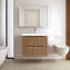 Meuble-lavabo suspendu en noyer de style Mid-Century, 61 cm (24 po), meuble de salle de bain suspendu moderne.