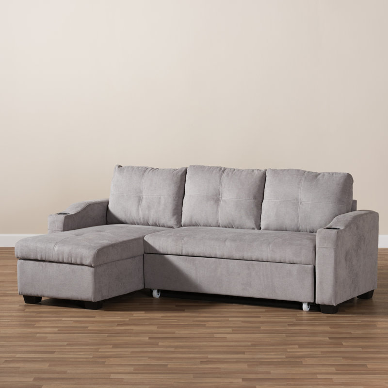 Aaf Upholstered L-Shaped Sectional Left Hand Facing, Light Gray 100% Polyester