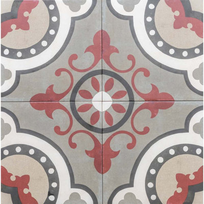 Art Deco 8" x 8" Patterned Porcelain Floor and Wall Tile