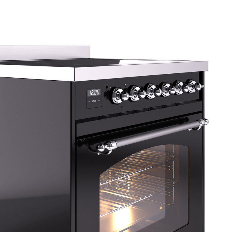 ILVE Nostalgie II 30 in Induction Range, Glossy Black/Chrome