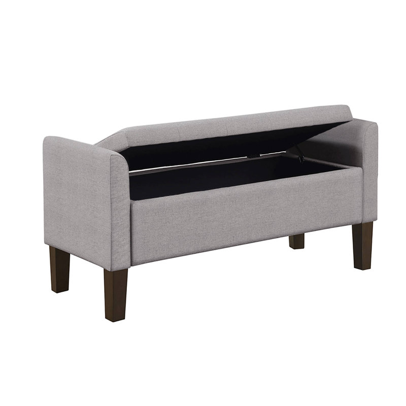 Blaire Gray Upholstered Flip-Top Storage Bench