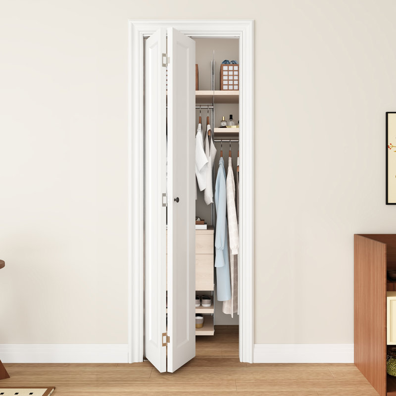 24"x80" 1 Panel Shaker Style White Primed Hollow-Core Composite Interior Bifold Closet Door, 24" x 80"