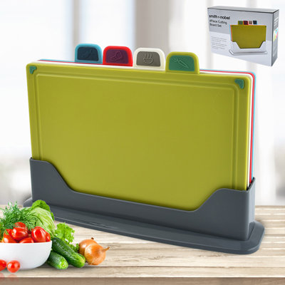 4pcs Food Grade PP Chopping Boards with Stand