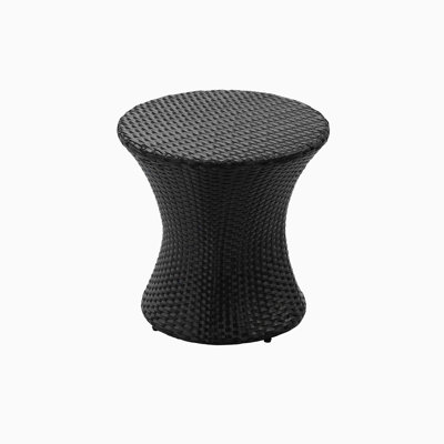 KONO Hourglass Rattan Table with No Glass Top, Black
