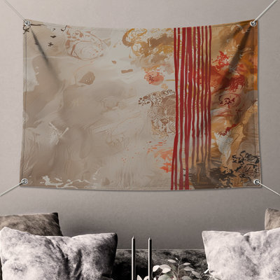 Abstract Beige Red Art Wall Tapestry - Abstract Wall Decor