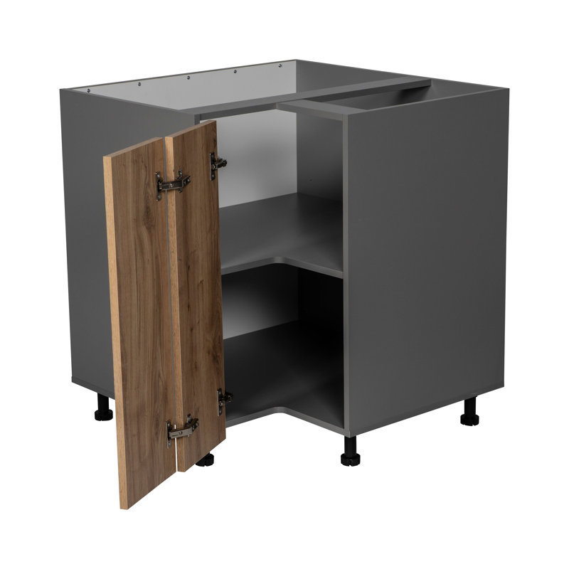 33 po - Base facile d'accès - Double porte - Gris, H 34,5 po x l 33 po, Teck naturel