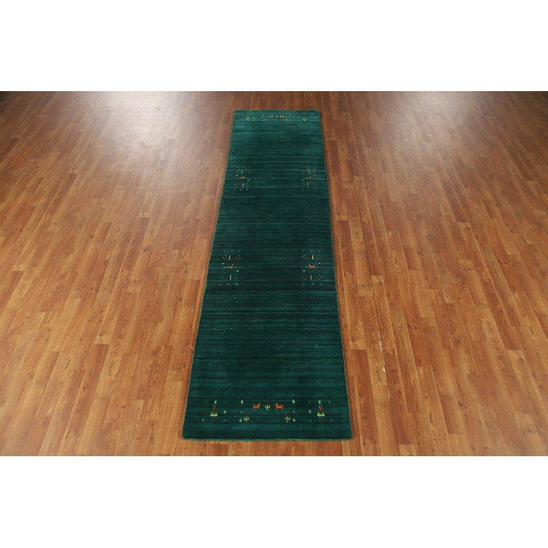 Tapis tribal vert Gabbeh 3 x 10