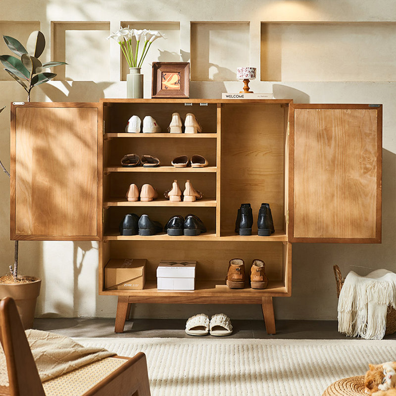 Modern Walnut Solid Wood Shoe Storage