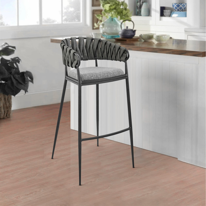 Tabouret de bar à hauteur de comptoir en métal gris mat contemporain K central