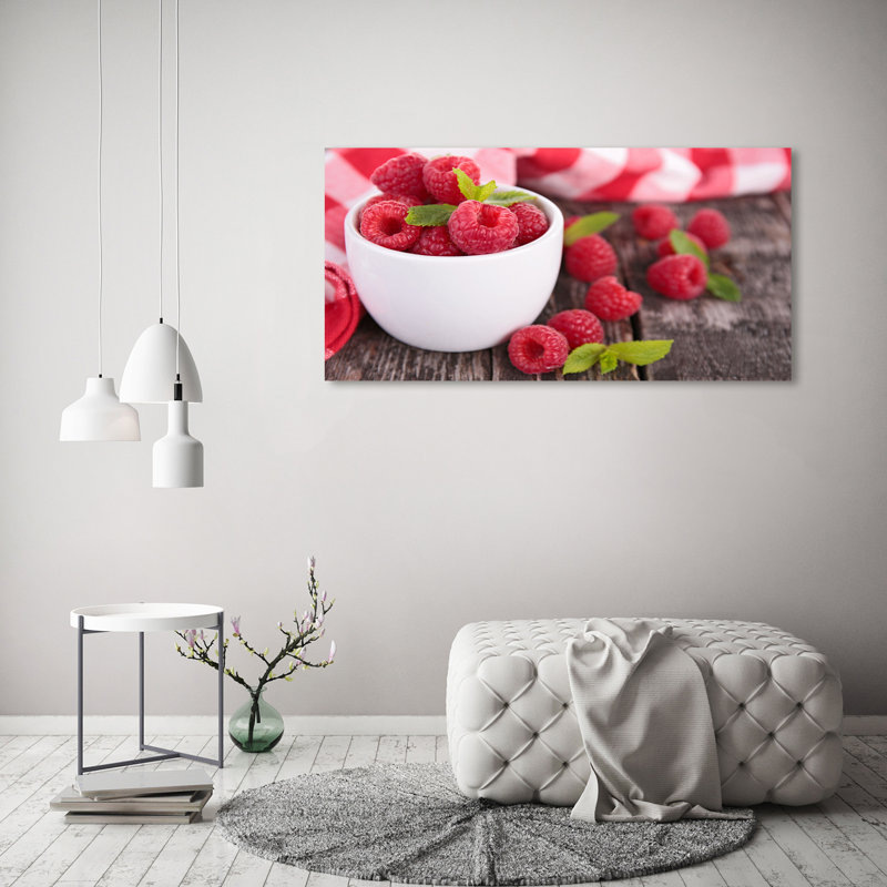 Raspberries in a Bowl 1 Piece Wrapped Canvas Wall Art