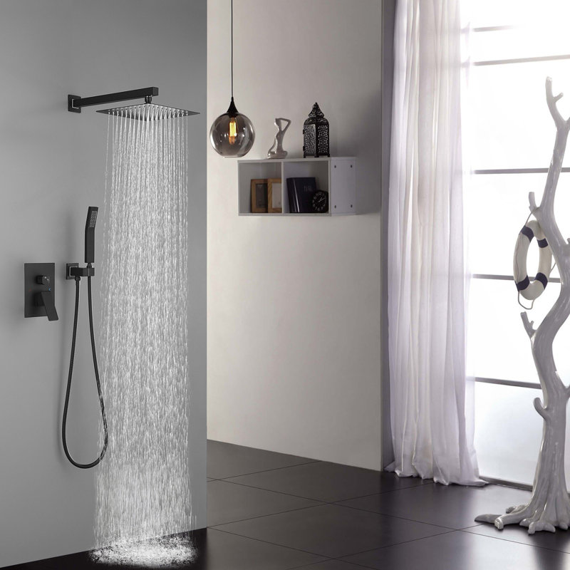 10 Inch Shower Head Bathroom Luxury Rain Mixer Shower Complete Combo Set Wall Mounted