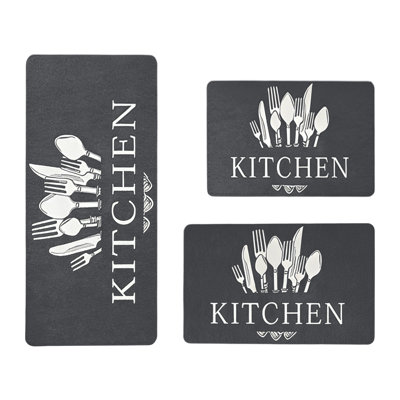 Tapis de cuisine pour salon Tapis de sol Tapis de coin en L Tapis de cuisine antidérapant absorbant les tapis de cuisine pour la cuisine foncé