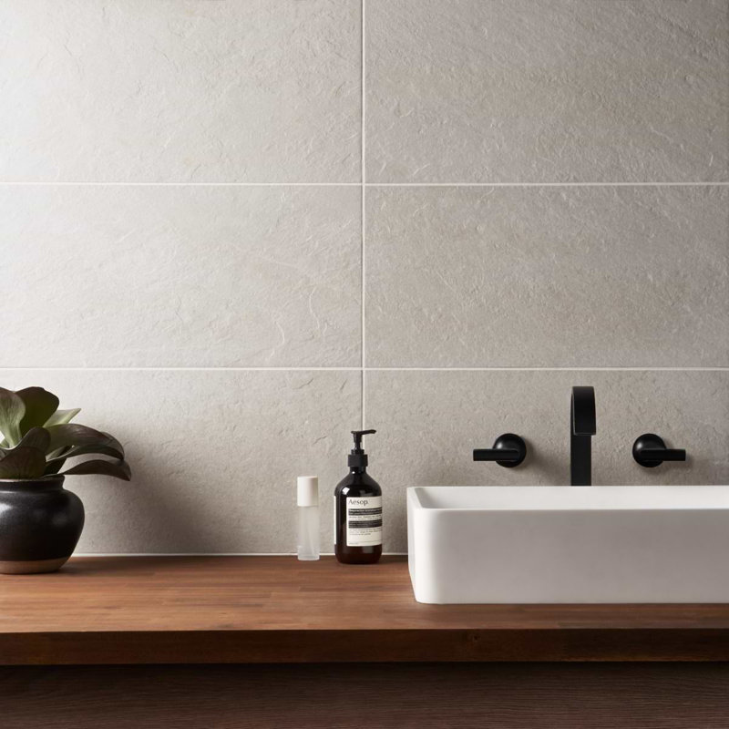 Era 12x24 Matte Limestone Look Porcelain Tile, Linen White