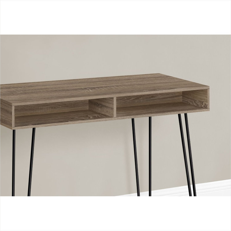 Bureau d'ordinateur en stratifié avec pieds en épingle à cheveux, table d'écriture de 40 pouces et 2 casiers ouverts pour le bureau à domicile