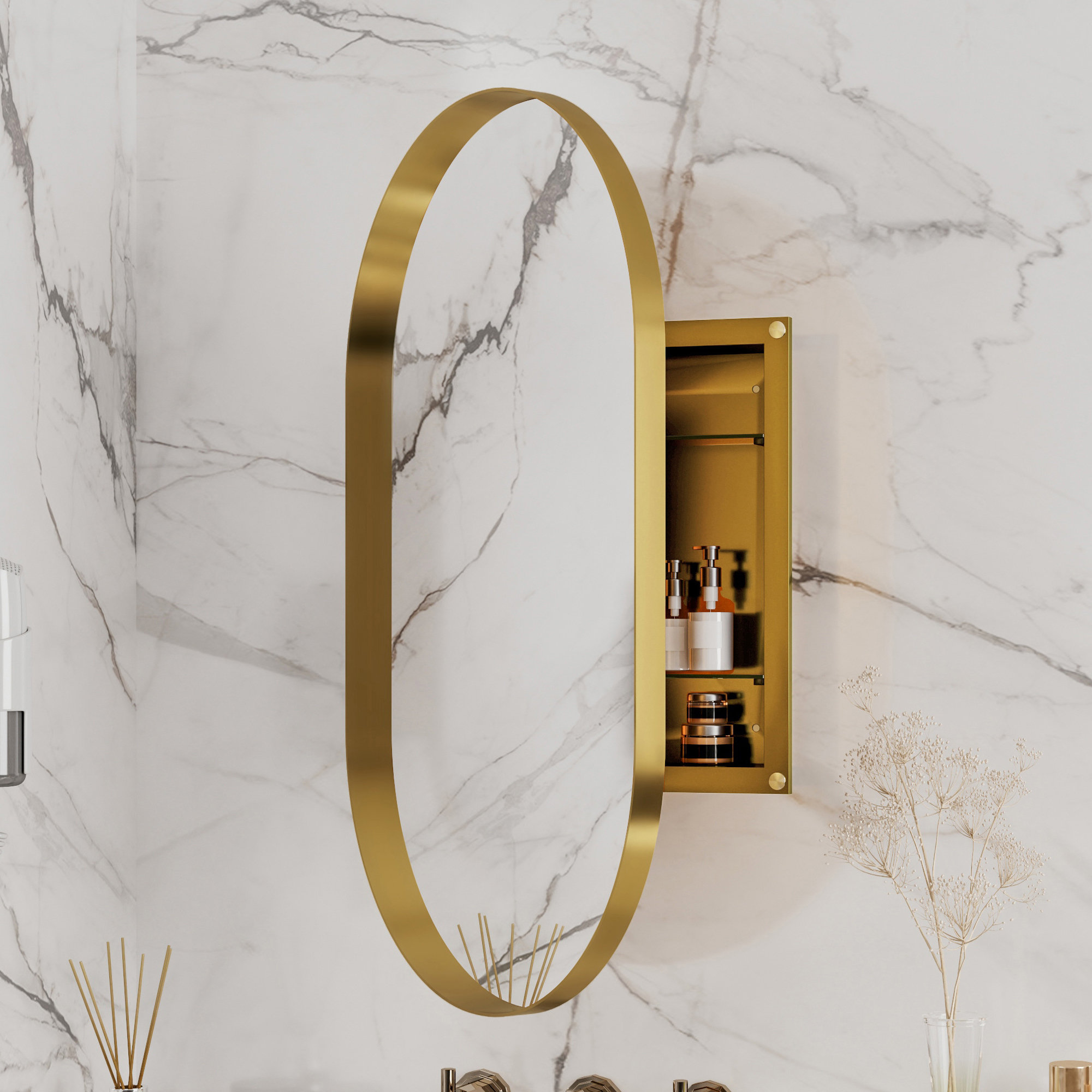 Oval Recessed Medicine Cabinetnull