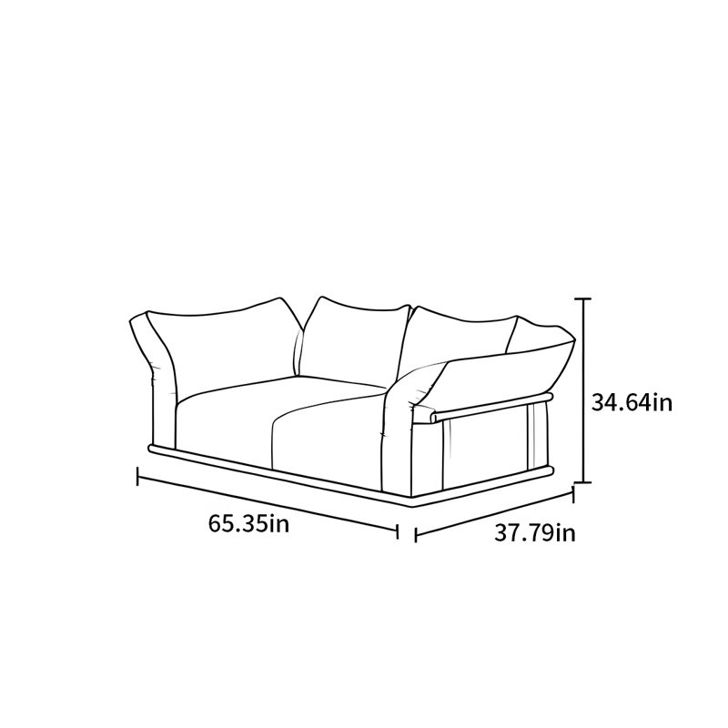Canapé à pétales flottant en tissu antique, H 34,64 po x l 65,35 po x P 37,79 po