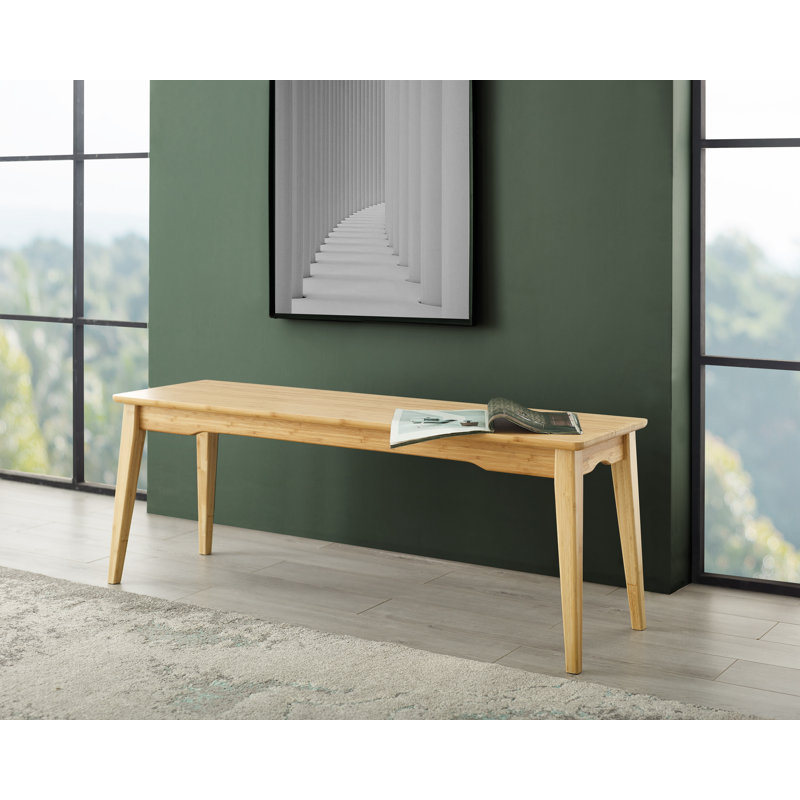 Banc en bois massif Lacey, Caramélisé, H 17,5 po x l 64 po x P 14 po
