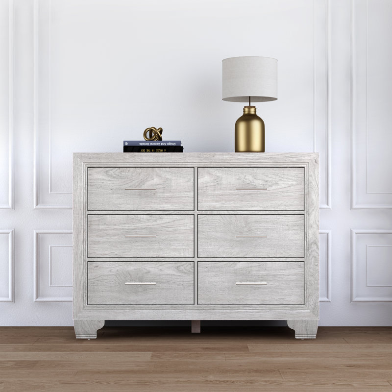 Commode double 6 tiroirs l 47,24 po Julisha, gris