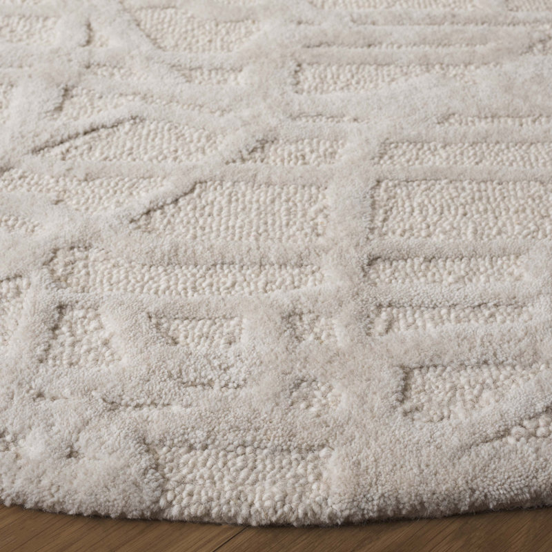 Shynel Ebony Hand Tufted Wool Pile Solid Color Rug, Round 6'