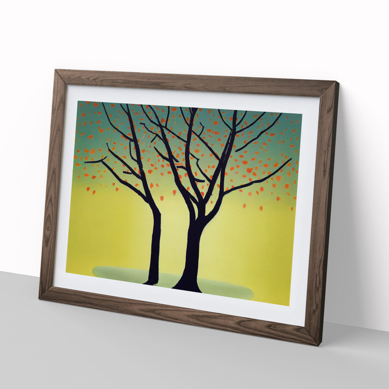 Hypnotic Trees - Single Picture Frame Painting, 46cm H x 64cm W x 2cm D, Walnut