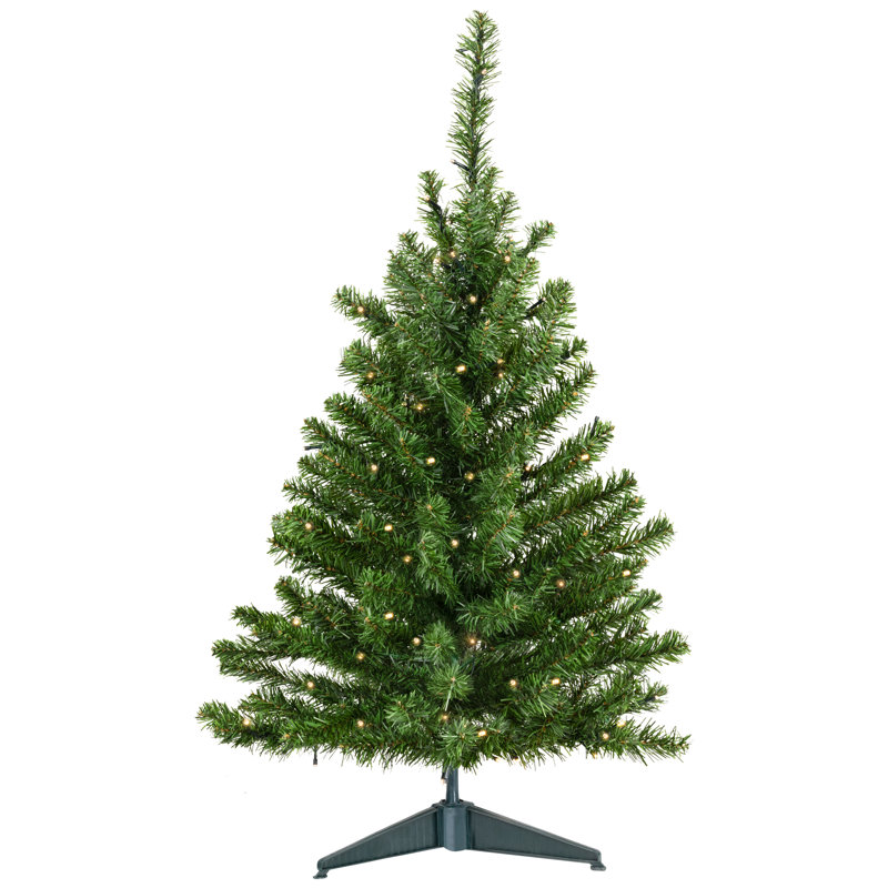 3' Green Pine Artificial Christmas Tree with Warm White LED Lights