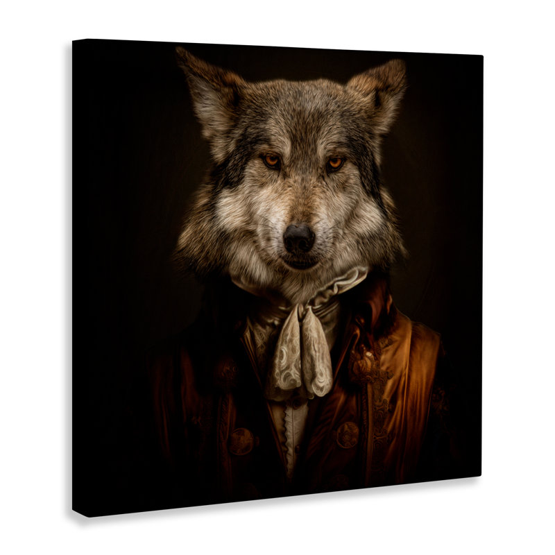 Loup de la haute société, design par Kelley Parker, H 17 po x l 17 po