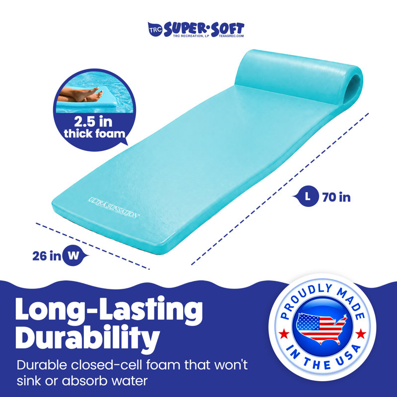 TRC Recreation Ultra Sunsation Foam Pool Float Mat, Tropical Teal