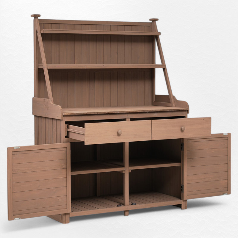 Banc de rempotage d'extérieur en bois de sapin, Brun