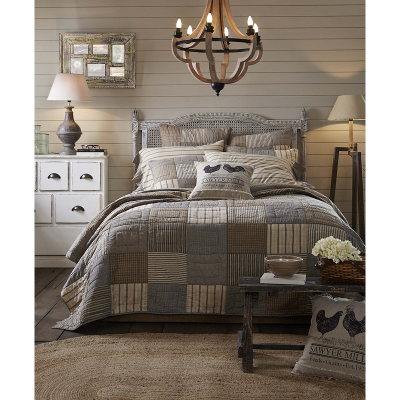 Sawyer Mill Charcoal Grey Cotton Patchwork Twin Quilt