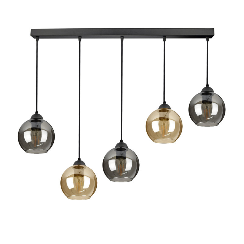 Ashtabula 5-Light Geometric Pendant, Aluminum/honey