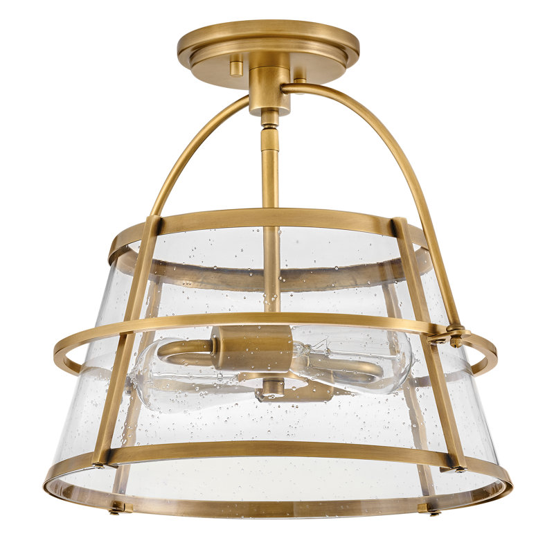 Tournon Glass Semi Flush Mount, Heritage Brass