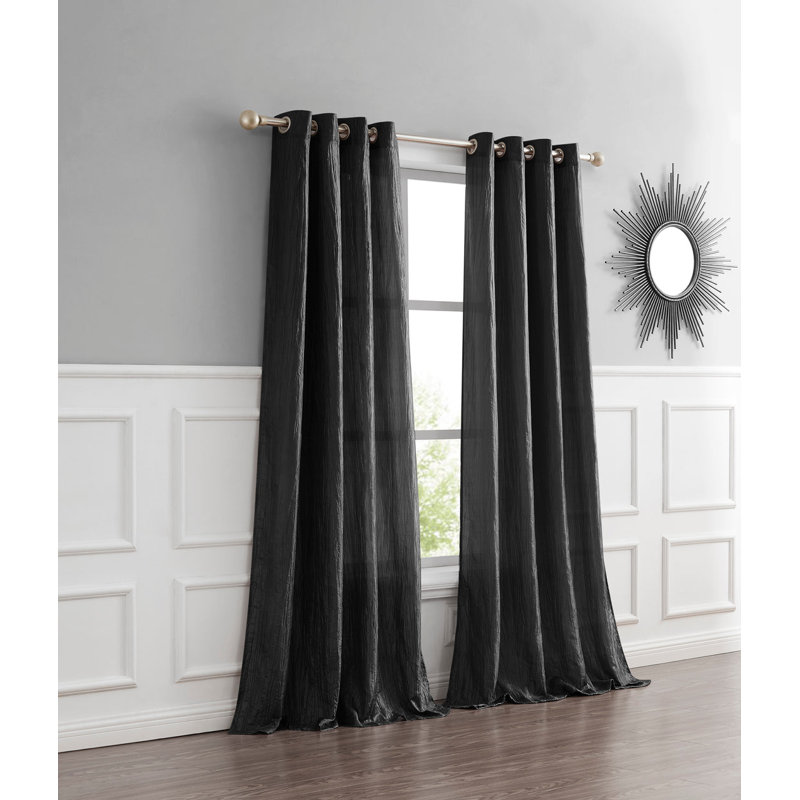 Calpine Semi Sheer Curtain Pair, Black