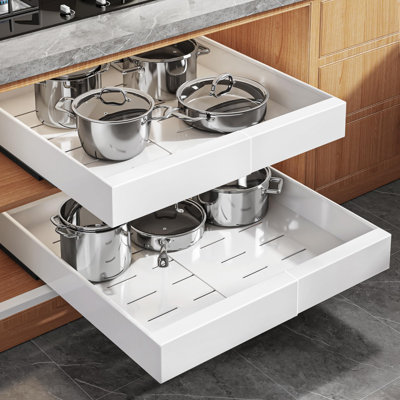 Knape & Vogt 14.56-in W x 19.25-in H 2-Tier Pull Out Metal Baskets & Organizers Knape & Vogt 14.56-in W x 19.25-in H 2-Tier Pull Out Metal Baskets & Organizers