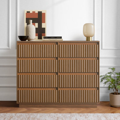 Dejesus 8-Drawer Dresser 52"W Double Dresser With Waveform Fluted Panel by Ebern Designs