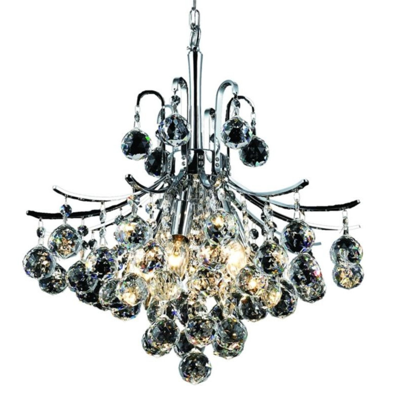 Lustre empire en cristal 6 lumières Stoller, Chrome, Coupe royale