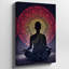 Toile, une silhouette sereine d'une figure assise représentant un art mural méditatif posé sur un grand motif de mandala complexe-291720686