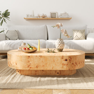Table basse ovale moderne 43 "avec placage en bois massif