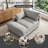 Oversized Upholstered Gray Chenille Chaise Lounge with Armrests & Throw Pillows-693073926