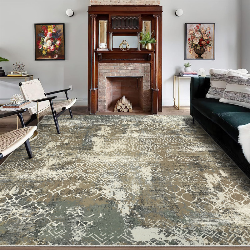 Modern Abstract Aesthetics Area Rug Machine Washable Lightweight Living Room Rug Low Pile Non Slip Stain Resistant Bedroom Carpet Soft Bedside Runner Rug Indoor Decor Floor Mat