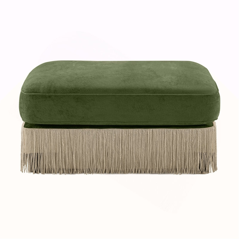 Repose-pieds en velours vert, L 37,6 po