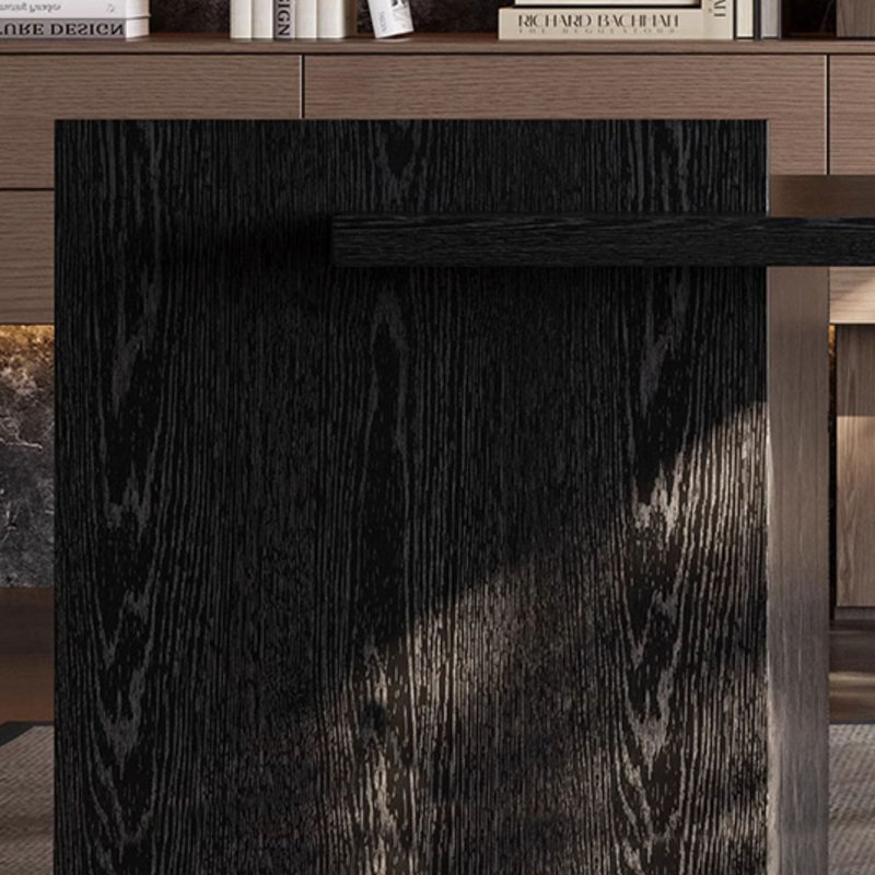 Bureau rectangulaire en bois manufacturé noir + acrylique avec 3 tiroirs, H 29,53 po x l 78,74 po x P 27,56 po